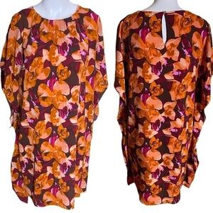 H by Halston Women Orange Casual Dress Size Small Orange Burgundy